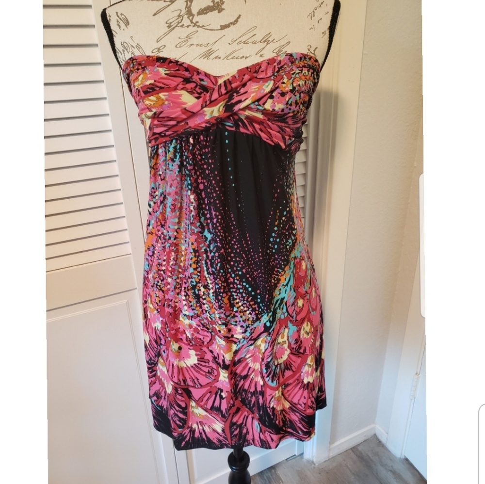 Multi-Color Strapless Dress with Open Back